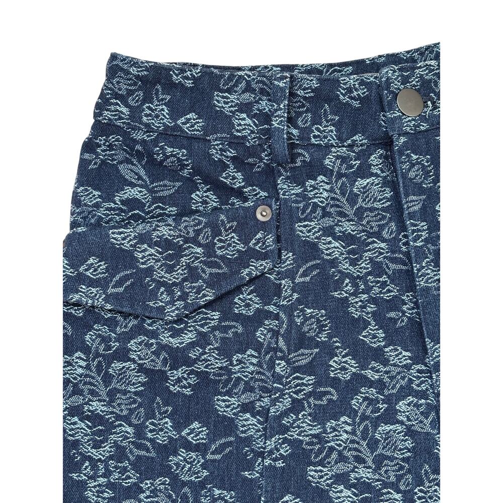 Urban Outfitters Floral Denim Shorts Women Size 26 High Rise Blue Jacquard - Picture 7 of 8